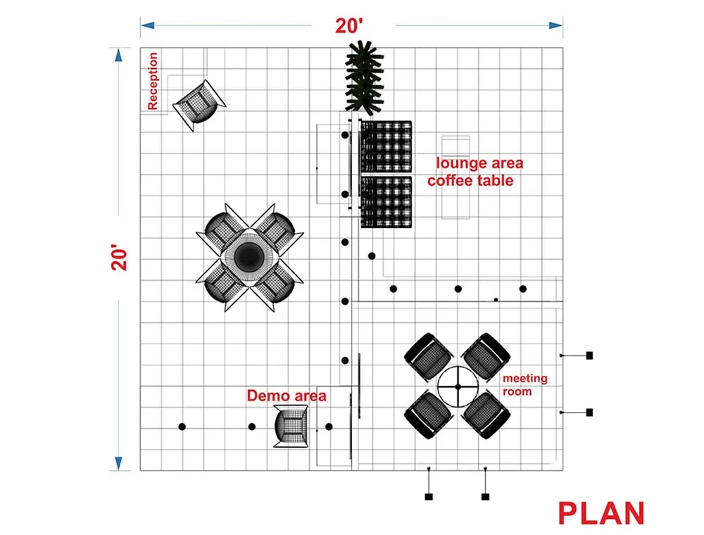 Modern 20x20 trade show display setup